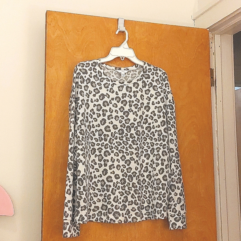 Misses size L (12/14) Lightweight Cotton Pullover Sweater; Grey/Ivory